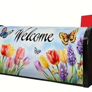 Colorful Tulips Welcome Mailbox Cover